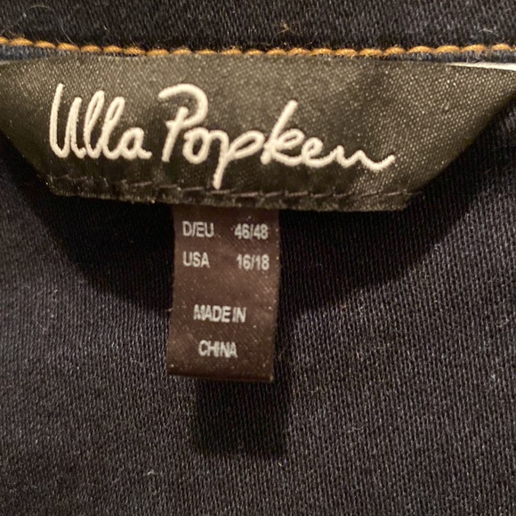 UllaPopken Dark Denim Jacket Stretch Fabric Button Front/Sleeves Size 16/18 NWOT - Picture 3 of 6